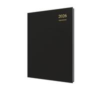 Collins - Essential - Agenda anual 2026 de 12 meses, día a página con agenda de citas de 1/2 horas, tapa dura A4, color negro (ESSA41A.99-26)