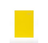 Collins Essential - Agenda de negocios 2025, agenda diaria por página A5 con tapa dura de grano de cuero, color amarillo, ESSA53.45-25