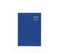 Collins Essential ESSA51A.60-25 - Agenda de negocios 2025, día por página, tamaño A5, agenda de citas con tapa dura de grano de cuero, color azul