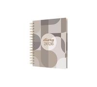 Collins Scandi - Agenda anual 2026 de 12 meses, día a página con agenda de citas de 1/2 horas, tapa dura con espiral A5, gris geográfico (E-PW51.GEGY-26)