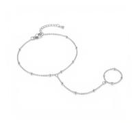 Collner Pulsera con cadena de mano, anillo de dedo para mujer, joyería de boda bohemia, regalo de compromiso, 6, Plata de ley, Sin piedra preciosa