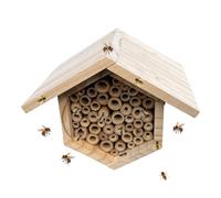 Colmena con tubos - Casa hexagonal de madera hecha a mano, polinizador, hábitat de jardín al aire libre | Creativos Diseño moderno para céspedes Patios Balcones Terrazas Cercas Troncos Accesorios de
