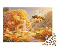 Colmena de Abejas Jardín Floral Puzzle de 1000 Piezas Papel Puzzle para Adultos Relajante Enfoque Actividad Familiar Decoración Hogar Regalo 52x38cm/1000pcs