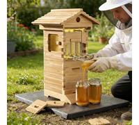 Colmena de Miel de Auto-Flujo con Ventana de observación, Caja de Madera del apiario para los polinizadores del Patio Trasero, Conjunto de Arranque de Montaje fácil para la jardinería Urbana, Incluye