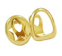 Colmillos de dientes de hip hop redondos en forma de estrella de cobre, accesorios para cosplay, accesorios de dientes adecuados para celebraciones, joyería corporal de cobre, talla única, como se