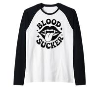 Colmillos de Vampiro chupador de Sangre Halloween Camiseta Manga Raglan