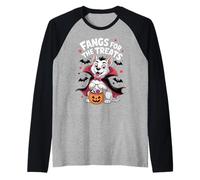 Colmillos de Vampiro de Perro de Halloween para Las golosinas Camiseta Manga Raglan