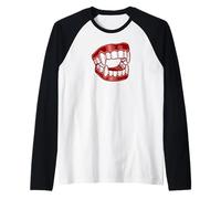 Colmillos de Vampiro Falsos - Dientes Divertidos y espeluznantes de Halloween Camiseta Manga Raglan