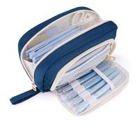 COLOCASTLE Estuche Pencil Case de Gran Capacidad Estuche 3 Compartimentos Niña Niño Adolescentes Adultos para Escuela Oficina, azul oscuro, Estuche