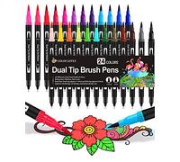 COLOCASTLE Rotuladores Lettering Brush Pen, 24 Colores, Acuarelables Marcadores para Adultos, Bullet Journal, Caligrafía, Libros para Colorear, Arte Dibujo Punta Pincel 1-2mm y Punta Fina 0.4mm