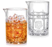 Coloch Paquete de 2 vasos mezcladores de cristal para cóctel, 22 onzas, estilo vintage, jarra mezcladora con fondo pesado, sin costuras, para whisky, Martini, apto para lavavajillas