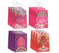 Colodeol 12 bolsas de regalo Diwali, bolsas de mano Happy Diwali con asas, bolsas de papel a granel para decoración de fiesta de festival de luz india