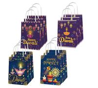 Colodeol 12 bolsas de regalo Diwali, bolsas de mano Happy Diwali con asas, bolsas de papel a granel para decoración de fiesta de festival de luz india