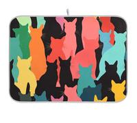 Coloful Cats Shadow Art - Tapete de secado reutilizable de 18 x 24 pulgadas, rectangular, accesorios de cocina grandes para encimera, decoración del hogar