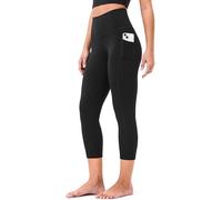 Colofulkoala Mallas Deporte Mujer 3/4 Leggins Deportivos Mujer con Bolsillos Leggins Mujer Vestir, Leggings Push Up para Yoga Gym Pilates Running Fitness, Negro, XS, 32 34