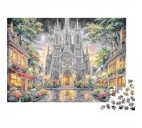 Cologne Cathedral Rompecabezas clásico de cartón Catedral gótica en Pueblo Vibrante de Noche, Entretenimiento Interactivo contra el aburrimiento 38x26cm/1000 Piezas