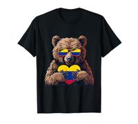 Colombia Bandera Oso Corazón Orgullo Colombiano Raíces Colombianas Camiseta