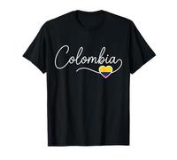 Colombia Caligrafía con Bandera Corazón Camiseta