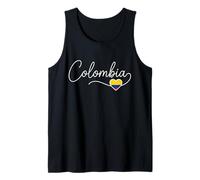 Colombia Caligrafía con Bandera Corazón Camiseta sin Mangas