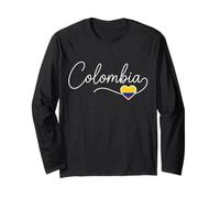 Colombia Caligrafía con Bandera Corazón Manga Larga