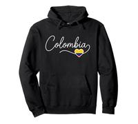 Colombia Caligrafía con Bandera Corazón Sudadera con Capucha