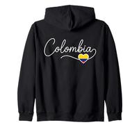 Colombia Caligrafía con Bandera Corazón Sudadera con Capucha