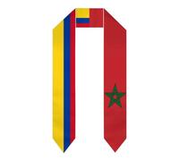 Colombia Colombiano Marruecos Marroquíes Bandera Graduación Estola/Chaleco/Bufanda/Banda Estudiante en el Extranjero Estudiantes de Estudios Internacionales 2026/2026 Chales Graduados Unisex Adulto
