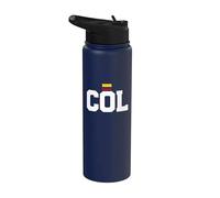 Colombia Country Code with Flag Trendy College Font Stainless Steel Insulated Water Bottle