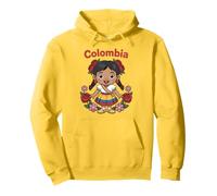 Colombia Cute Folk Girl Colombian Flag Colors Cartoon Sudadera con Capucha
