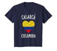 Colombia Flag Heart Calarca City Camiseta, Niños, Azul Marino, 2 años