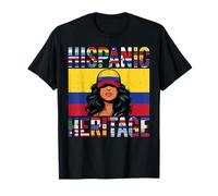 Colombia Herencia Hispana Orgullosa Colombiana Mujer Chica Camiseta