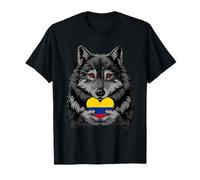 Colombia Lobo Corazón Bandera Colombiana Raíces Colombianas Camiseta