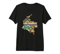 Colombia Mapa Hito Doodle Arte Café Loro Viajes Camiseta Premium