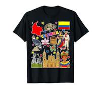 Colombiano Mano Dibujada símbolos, Colombia Mapa, Iconos culturales Camiseta