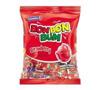 Colombina Bon Bon Bum - Paletas de fresa Suck at Something Fruit Hard Candy, paletas de fresa dulces envueltas individualmente, 24 unidades