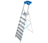 Colombo Escalera de Aluminio Atlántica de 8 peldaños | Escalera de 8 peldaños Extragrande de 12 cm con Plataforma Antideslizante y Bandeja para Herramientas | Conforme a la Norma EN131 TÜV-GS | Carga