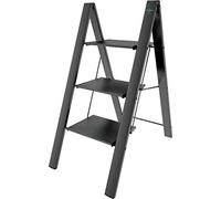 Colombo Escalera doméstica, Aluminio anodizado, Negro, 3 peldaños