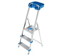 COLOMBO Escalera Plegable de Aluminio 3/4/5/6/7/8 peldaños - Estructura Robusta con Plataforma Antideslizante, peldaños Extra Grandes de 12 cm y Bandeja para Herramientas - Conforme a la Norma EN131