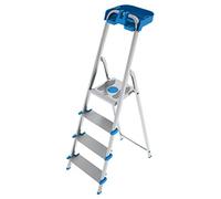 COLOMBO Escalera Plegable de Aluminio 3/4/5/6/7/8 peldaños - Estructura Robusta con Plataforma Antideslizante, peldaños Extra Grandes de 12 cm y Bandeja para Herramientas - Conforme a la Norma EN131
