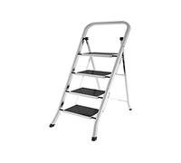 Colombo G110AT4W - Escalera taburete Factotum, aluminio, 4 peldaños, plateado