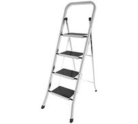 COLOMBO Taburete de Aluminio de 4 peldaños | Escalera plegable doméstica ahorra espacio de aluminio | Peldaños antideslizantes extra anchos | pies de goma | Made in Italy