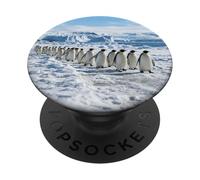 Colonia de pingüinos Caminando Hielo Antártico Escena de Vida Silvestre PopSockets PopGrip Adhesivo