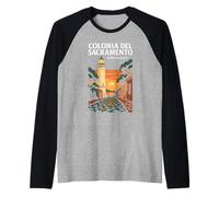 Colonia del Sacramento Uruguay Viaje Colonial Vintage Camiseta Manga Raglan