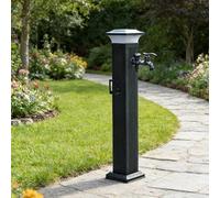 Colonna de Agua para Jardín con Luz Solar LED, Grifo de Exterior Antigelo de Aluminio, Hidrante Vertical con Pistola y Doble Grifo para Patio y Villa(A,79cm/31.1in)