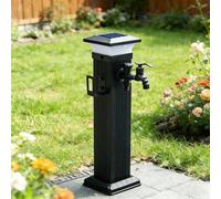Colonna de Agua para Jardín con Luz Solar LED, Grifo de Exterior Antigelo de Aluminio, Hidrante Vertical con Pistola y Doble Grifo para Patio y Villa(A,60.5cm/23.8in)