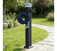 Colonna de Agua para Jardín con Luz Solar LED, Grifo de Exterior Antigelo de Aluminio, Hidrante Vertical con Pistola y Doble Grifo para Patio y Villa(B,104cm/40.9in)