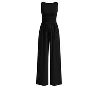 Coloody Mono Mujer Elegante de Verano sin Mangas con Cuello Redondo Jumpsuit Pierna Ancha con Bolsillos