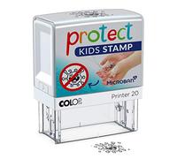 Colop 155258 Printer 20 Protect Kids - Sello con protección antibacteriana y placa de texto"Virusmonster", versión con hoja francesa