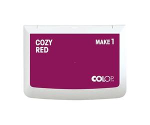 COLOP Cojín de sello MAKE 1 cozy rojo, 50 x 90 mm | Almohadilla de tinta a base de agua, de secado rápido para sellos de madera y sellos creativos, bricolaje y oficina