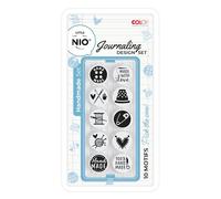 Colop Little NIO - Sello temático, gris elegante con 10 almohadillas de diseño, kit de 12 piezas (hecho a mana)